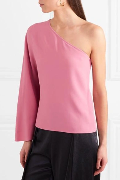 Shop Theory Ruza One-shoulder Crepe Top In Pink