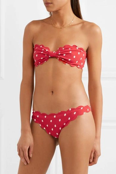 Shop Marysia Antibe Scalloped Printed Bikini Briefs In Red