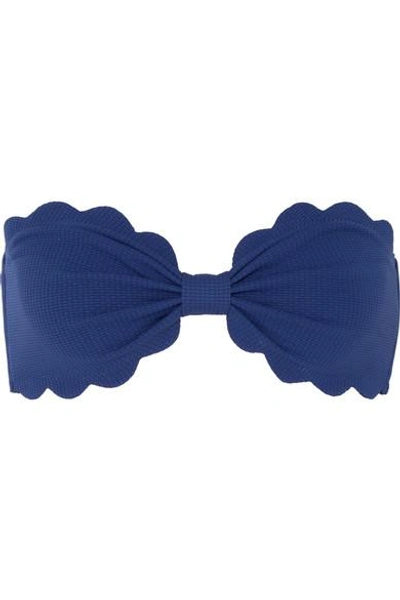 Shop Marysia Antibes Scalloped Bandeau Bikini Top In Cobalt Blue