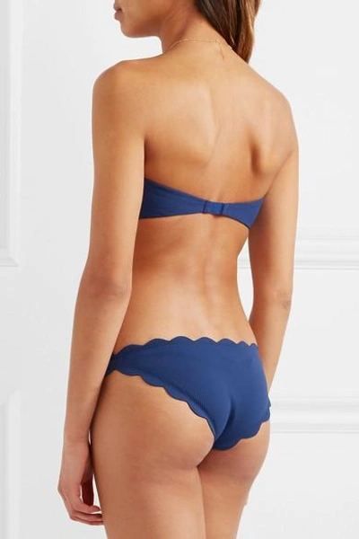 Shop Marysia Antibes Scalloped Bandeau Bikini Top In Cobalt Blue