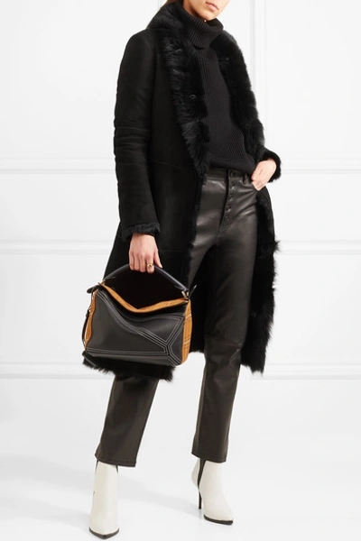 Shop Joseph Luke Shearling Coat In Black