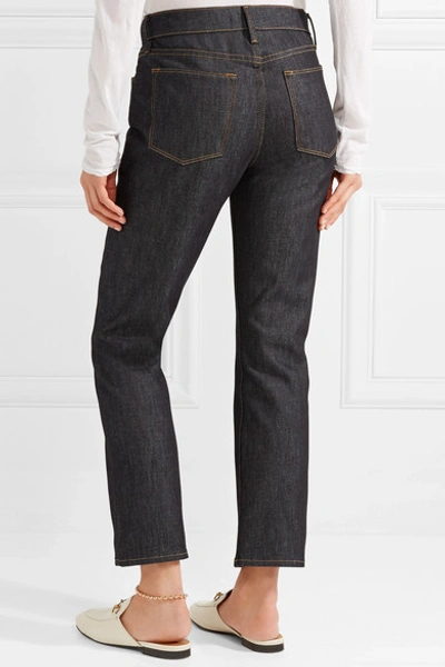 Shop Frame Le High Cropped Straight-leg Jeans In Dark Denim