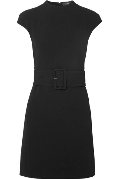 Shop Theory Mod Belted Crepe Mini Dress In Black