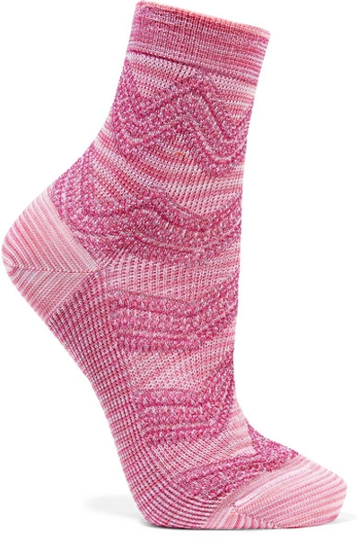 Shop Missoni Metallic Crochet-knit Socks In Baby Pink