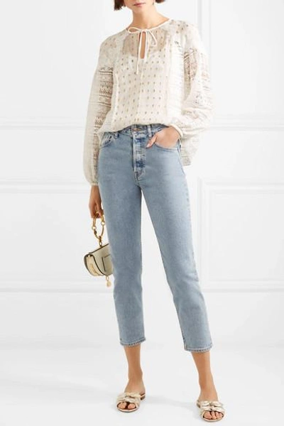 Shop Temperley London Wondering Lace-paneled Fil Coupé Georgette Blouse In White