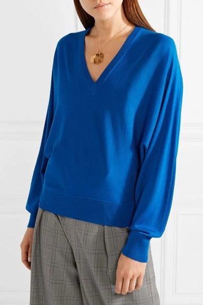 Shop Michael Kors Merino Wool-blend Sweater In Bright Blue