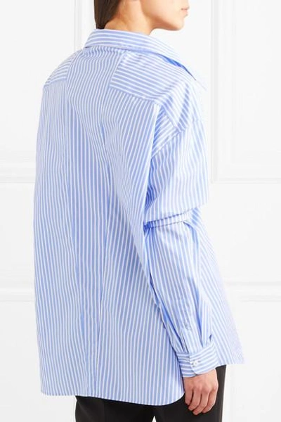 Shop Prada Oversized Striped Cotton-poplin Shirt In Blue