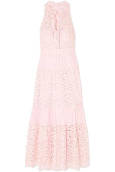 TEMPERLEY LONDON LUNAR GUIPURE LACE AND PLISSÉ COTTON-BLEND DRESS 