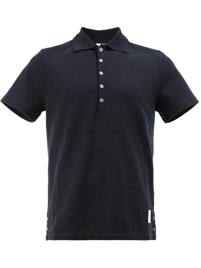 Shop Thom Browne Stripe Detail Polo Shirt