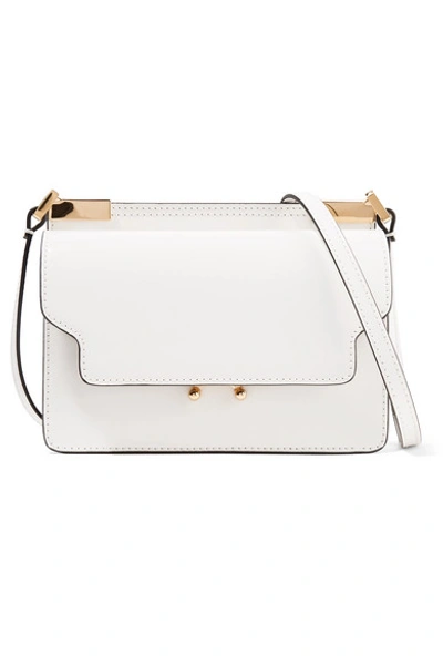Shop Marni Trunk Micro Leather Shoulder Bag In White