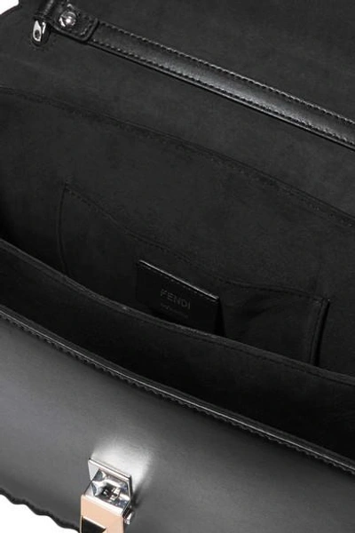 Shop Fendi Kan I Embellished Leather Shoulder Bag In Black
