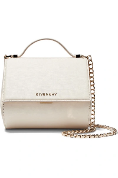 Shop Givenchy Pandora Box Mini Textured-leather Shoulder Bag In Ivory
