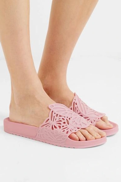 Shop Sophia Webster Lia Butterfly Laser-cut Pvc Slides In Baby Pink