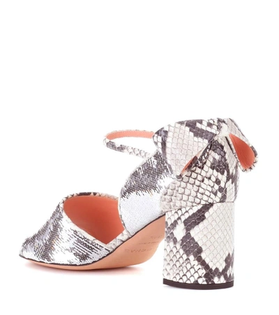 Shop Rochas Sequin Embellished Leather Sandals In Silver