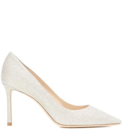 Shop Jimmy Choo Romy 85 Glitter Pumps In Silver