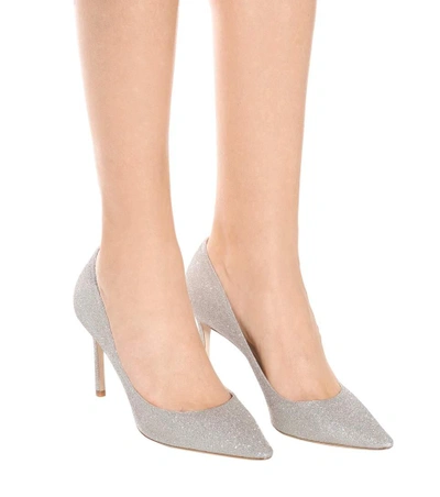 Shop Jimmy Choo Romy 85 Glitter Pumps In Silver