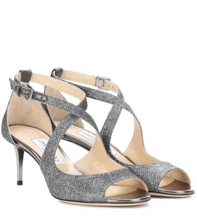 Shop Jimmy Choo Emily 65 Glitter Sandals In Silver
