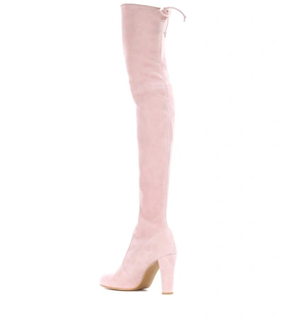 Shop Stuart Weitzman Highland Suede Over-the-knee Boots In Pink