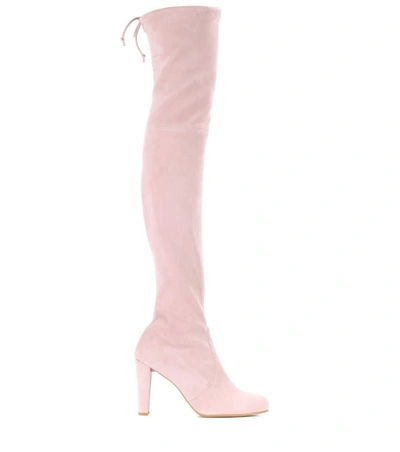 Shop Stuart Weitzman Highland Suede Over-the-knee Boots In Pink