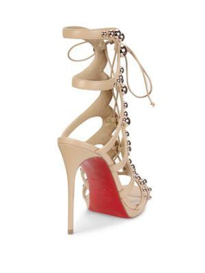 Shop Christian Louboutin Amazoubille Leather Stud Sandals In Nude