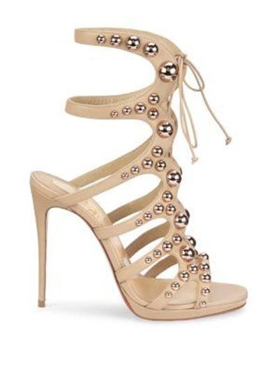 Shop Christian Louboutin Amazoubille Leather Stud Sandals In Nude