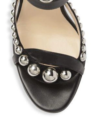 Shop Christian Louboutin Galleria 100 Leather Stud Sandals In Black Silver