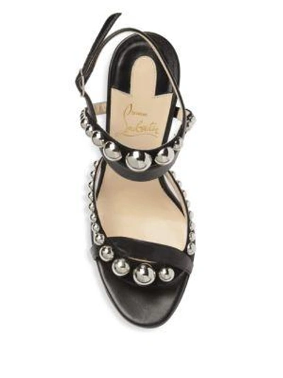 Shop Christian Louboutin Galleria 100 Leather Stud Sandals In Black Silver