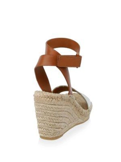 Shop Tory Burch Bima Leather Wedge Espadrilles In Gold Perfect Cuoio