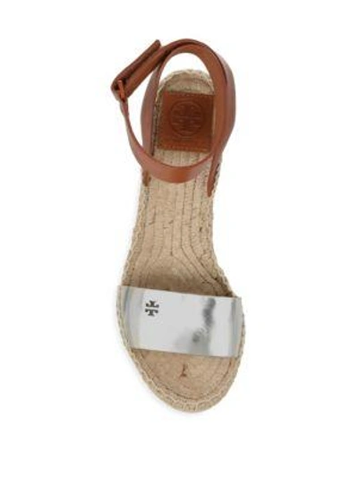 Shop Tory Burch Bima Leather Wedge Espadrilles In Gold Perfect Cuoio