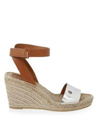 Shop Tory Burch Bima Leather Wedge Espadrilles In Gold Perfect Cuoio