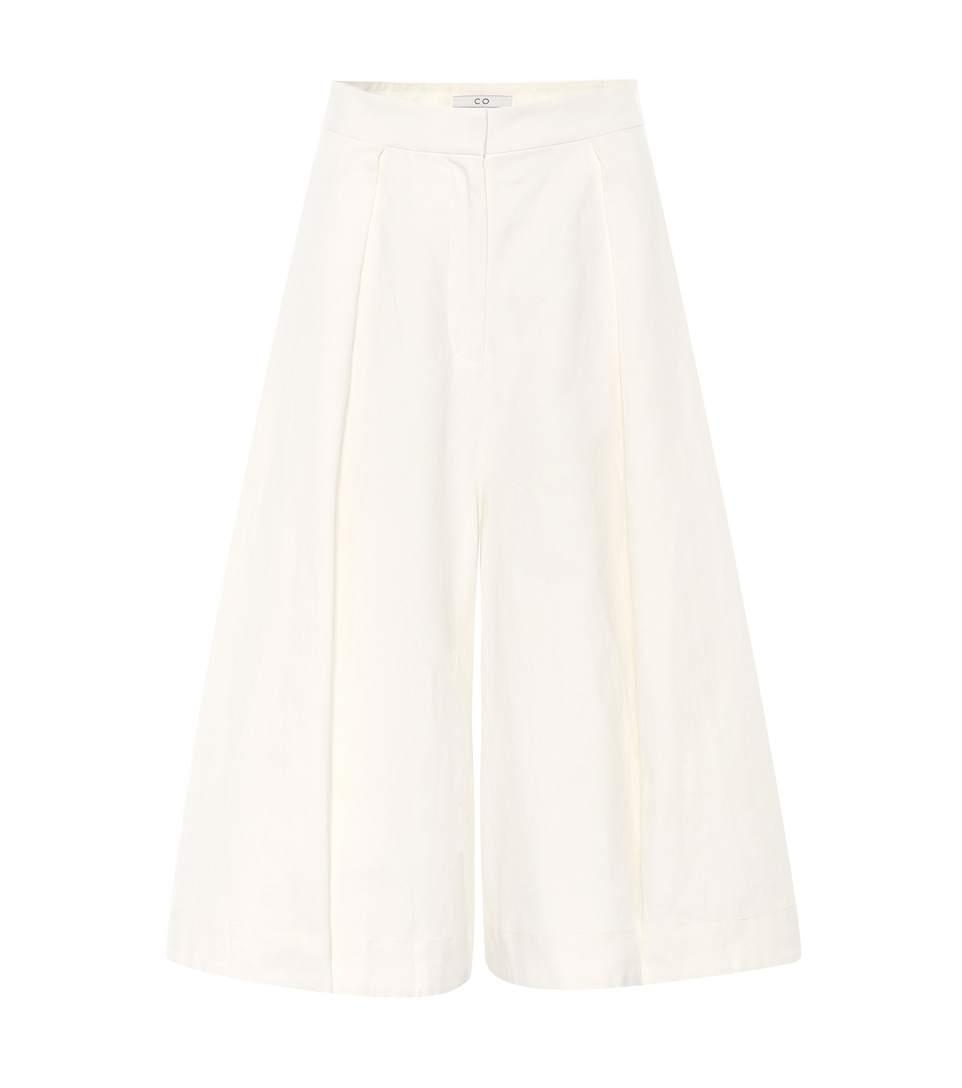 Co Tton-Linen Knee-Length Culottes In White | ModeSens