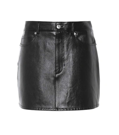 Shop Helmut Lang Leather Miniskirt In Llack