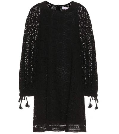 Shop See By Chloé Cotton Lace Minidress In Black