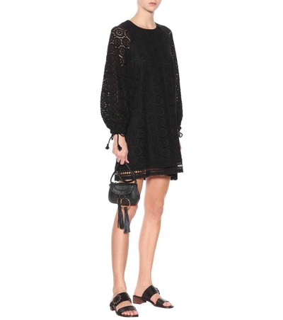 Shop See By Chloé Cotton Lace Minidress In Black