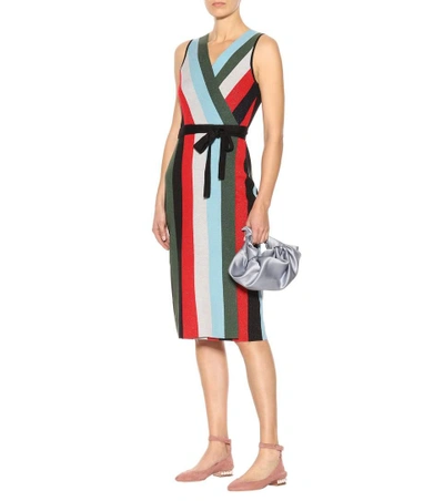 Shop Diane Von Furstenberg Metallic Knitted Wrap Dress In Mariee Multicolor