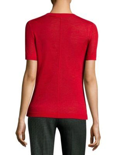 Shop Hugo Boss Fuyuka Wool Knit Top In Crimson Red