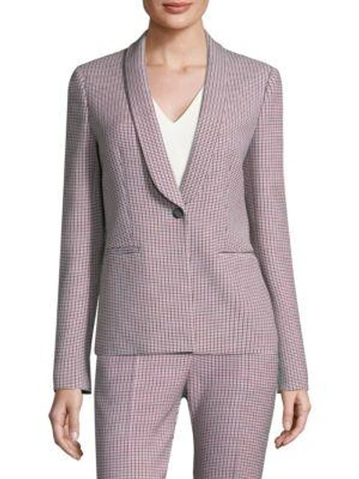 Shop Hugo Boss Kanixa Suit Jacket In Pepita Blue Sky