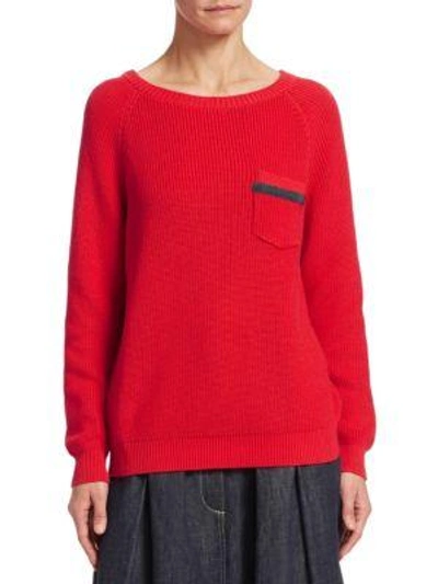 Shop Brunello Cucinelli Cotton Ribbed Pullover In Oat