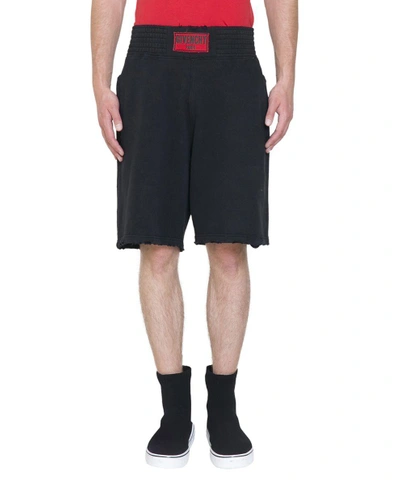 Shop Givenchy Box Logo Cotton Shorts In Nero
