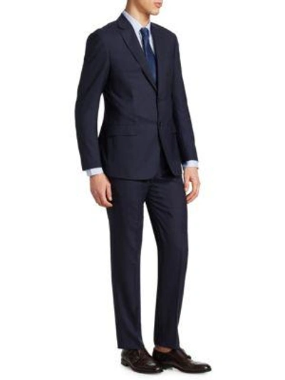 Shop Giorgio Armani Printed Wool Suit In Navy