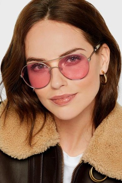 Shop Chloé Aviator-style Gold-tone Sunglasses In Pink