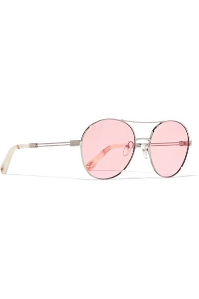 Shop Chloé Aviator-style Gold-tone Sunglasses In Pink