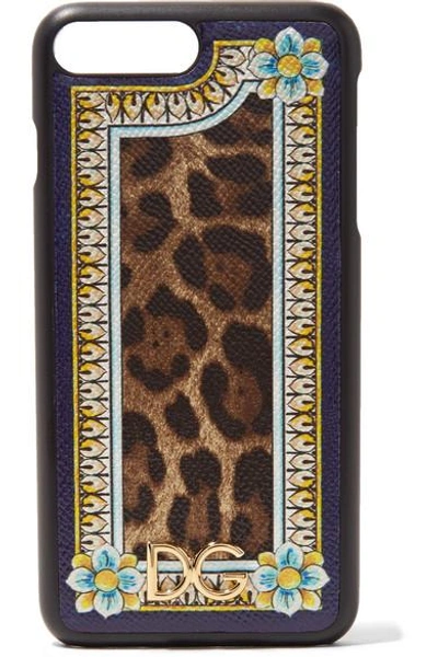 Shop Dolce & Gabbana Printed Textured-leather Iphone 7 Plus Case In Leopard Print