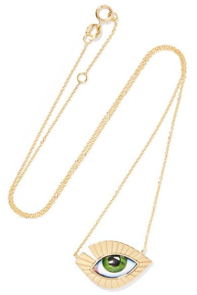 Shop Lito Tu Es Partout 14-karat Gold And Enamel Necklace