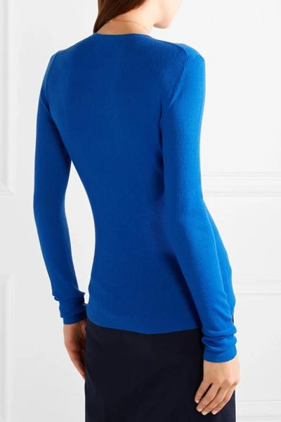 Shop Michael Kors Ribbed Cashmere Sweater In Bright Blue