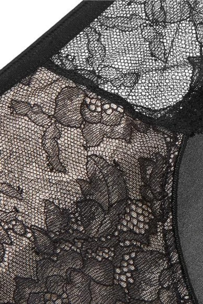 Shop Chantelle Présage Stretch-leavers Lace And Tulle Briefs In Black