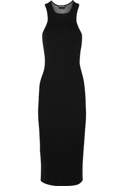 Shop Tom Ford Cashmere And Silk-blend Midi Dress In Black