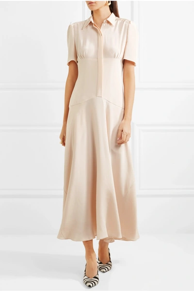 Shop Hillier Bartley Plimpton Silk-crepe Midi Dress In Cream