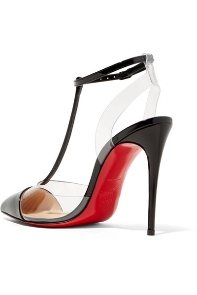 Shop Christian Louboutin Nosy 100 Patent-leather And Pvc T-bar Pumps In Black