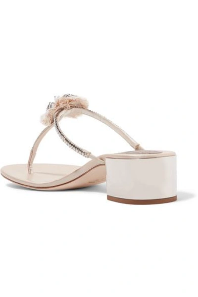 Shop René Caovilla Embellished Leather Sandals In Beige